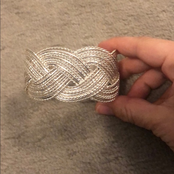Silver Braided Cuff Bracelet by Express - Picture 6 of 8